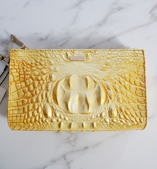 New! Brahmin Lemondrop Leather Wristlet - Picture 1 of 9